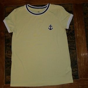 SO Nautical Short Sleeve T-shirt Yellow White XS